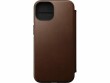 Nomad Book Cover Modern Leather Folio iPhone 14 Braun