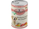 LandFleisch Nassfutter Classic Rinderherzen mit Nudeln, 400 g