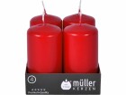 müller Kerzen Stumpenkerze 9 x 4.8 cm, Rot, 4 Stück