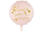 Partydeco Folienballon «Love you mom» 45 cm, Gold/Rosa