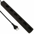 Steckdosenleiste 6xT13 schwarz, diagonal, ohne Switch