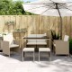 vidaXL 6-tlg. Garten-Essgruppe mit Kissen Beige Poly Rattan