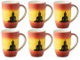 Mila Kaffeetasse Buddha 230 ml , 6 Stück, Gelb/Rot
