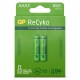 GP Batteries Recyko+, Akku 2xAAA NiMh, 650mAh, 1.2 Volt, GoGreen
