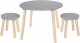 JABADABAD Runder Tisch inkl. 2 Hocker - H13221    grau, Höhe 42.5cm, Ø 59cm