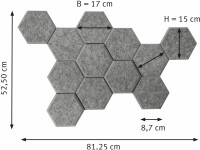 APOLLO Akustik-Waben 17x15cm VAWB15/5 grau 12 Stück, Kein