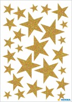 HERMA     HERMA Sticker Sterne 15129 gold 27 Stück /1 Blatt