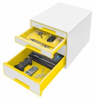 Leitz Schubladenbox WOW Cube A4 5213-20-16 weiss/gelb, 4