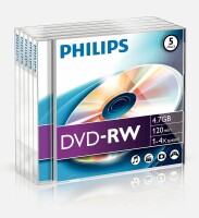 Philips DVD-RW Jewel 4.7GB 35937 5 Pcs, Kein Rückgaberecht