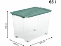 Rotho Aufbewahrungsbox Evo Safe 65 l, Grün/Transparent