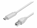 LogiLink USB 2.0 Kabel, USB-C - USB-B Stecker, 2,0 m, grau
