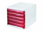 Helit Schubladenbox Colours 5 Schubladen, Weiss/Rot, Anzahl