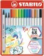 STABILO   Fasermaler Pen 68 Brush - 568/15-32 ass. 15 Stück       Metalletui