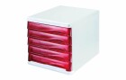 Helit Schubladenbox Colours 5 Schubladen, Weiss/Rot, Anzahl