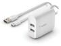 BELKIN USB-Wandladegerät Boost Charge 2-Port USB-A 24W + USB-C