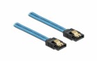 DeLock SATA-Kabel UV Leuchteffekt blau 20 cm, Datenanschluss