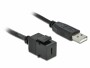 DeLock Keystone-Modul USB2.0 USB-A ? USB-C, 25cm schwarz, Modultyp