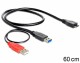 DeLock USB3.0 Y-Kabel, 2x A - MicroB, 60cm 