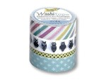 Folia Washi Tape Eulen 4er Farbe: Blau,