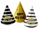Folat Partyhüte NewYear Schwarz/Gold, 6 Stück, Packungsgrösse