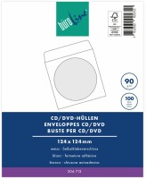 BÜROLINE CD/DVD-Hüllen 124x124mm 107955 weiss, 90g 100 Stück