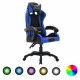vidaXL Gaming-Stuhl mit RGB LED-Leuchten Blau und Schwarz Kunstleder