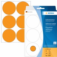 HERMA     HERMA Etiketten rund 50mm 2284 orange 144 Stück, Kein