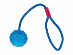 SwissPet Hunde-Spielzeug Ball mit Wurfseil, Ø 7 cm, Hellblau