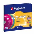 Verbatim Colours - 5 x DVD+RW - 4.7 GB (120 Min.) 4x - Slim Jewel Case
