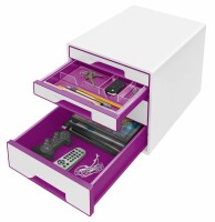 Leitz Schubladenbox WOW Cube A4 52132062 weiss/violett, 4