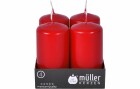 müller Kerzen Stumpenkerze 9 x 4.8 cm, Rot, 4 Stück