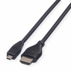 Roline HDMI-Micro HDMI Verbindungskabel - 2 m - Highspeed - 4K - 3D - Schwarz