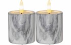 Star Trading LED-Kerze Pillar Flamme Marble Ø 5.5 x 9