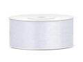 Partydeco Satinband 2.5 cm x 25 m, Weiss, Breite