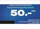 Heiniger Gutschein CHF 50.-