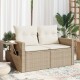 vidaXL Gartensofa mit Kissen 2-Sitzer Beige Poly Rattan