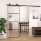 vidaXL Schiebetür ESG-Glas und Aluminium mattiert 76x205 cm Schwarz