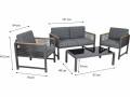 Greemotion Loungeset Nevi, Grau, 4 Sitzplätze, Material: Polyester