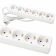 M-CAB SOCKET STRIP 6 PORT W/O SWITCH PROTECTIVE CONTACT WHITE