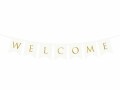 Partydeco Girlande Welcome 15 x 95 cm, Weiss/Gold, Materialtyp