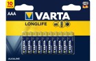 Varta Batterie Longlife AAA 10 Stück, Batterietyp: AAA
