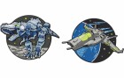 Schneiders Badges AlienDino + Starfighter 2 Stück, Bewusste