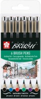 SAKURA Pigma Brush Pen Set POXSDKBR6 6 Farben, Kein