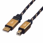 Roline Gold USB 2.0 Verbindungskabel - Typ A-B - 1,8 m - Schwarz
