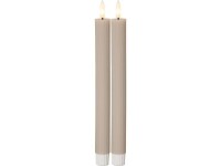 Star Trading LED-Stabkerzen Set Flamme Stripe, 25 cm, Beige, 2