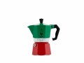 Bialetti Espressokocher Moka Express Italia 3 Tassen, Grün/Rot