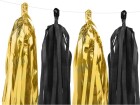 Partydeco Girlande Quasten 1.5 m, Gold/Schwarz, Detailfarbe: Gold