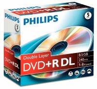 Philips DVD+R DL DR8S8J05C/00 8.5GB 5er Jewel Case, Kein