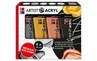 Marabu Acrylfarbe Artist 4x 75 ml, Gold/Kupfer/Schwarz/Silber, Art