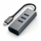 Satechi Alu USB-C Hub - Eleganter mobiler USB-C Hub mit 3x USB 3.0 Ports sowie Gigabit Ethernet Port und LED, ideal für alle Laptops & MacBooks & iMacs mit USB-C Anschluss - Space Gray